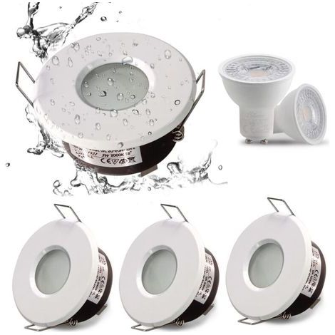 IP65 spot LED encastrable étanche, configuration de douille GU10, adapté aux spots de salle de bain et de cuisine (ampoule non incluse) Blanc Downlight découpe 75mm (1/5)