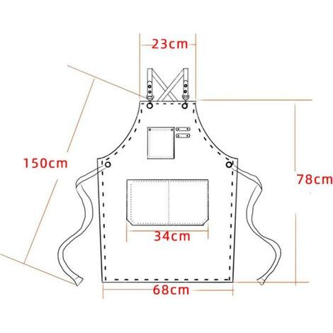 (Beige)Tablier Cuisine Homme Tabliers en Toile avec 3 Poches Imperméable et Réglable Apron pour Barbecue, Restaurant,Jardin, Charpentier,78 x 68cm - 3