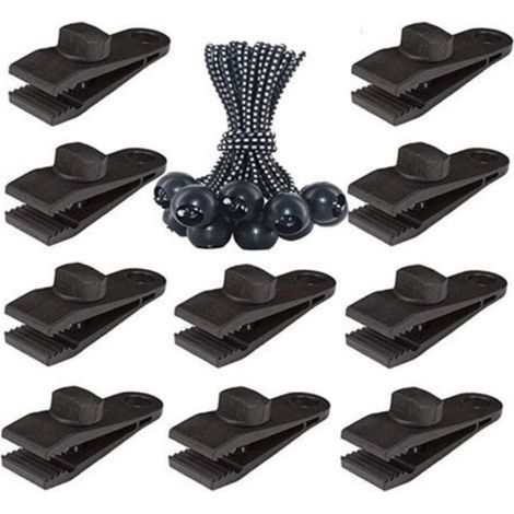 20pcs bâche tente clip, oeillet pince pour Camping tente accessoires piscine, bâche, auvent, tente de Gazebo, 10 clips + 10 boucles de corde Point blanc (1/3)