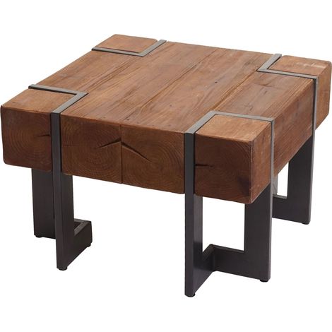 Mesa de centro hwc-a15 mesa de salón en madera maciza de abeto rústica certificada mvg marrón 60 x 60 cm 040008417