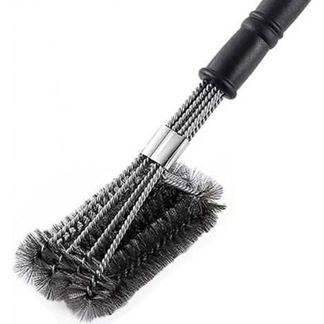 Grill cleaning brush with 4 rows of spiral metal bristles, suitable for gas, charcoal and electric grills. (1/5)