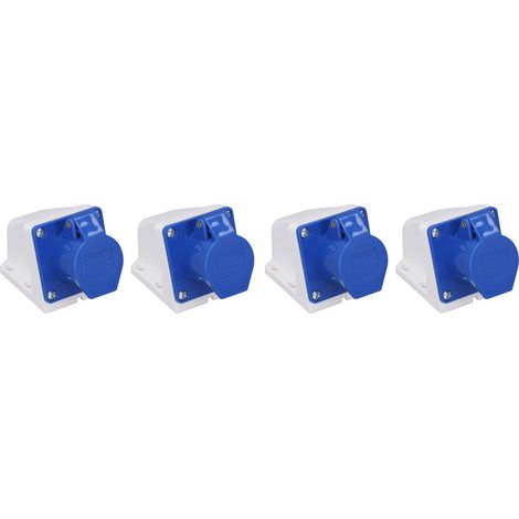 Lot de 4 prises industrielles à 3 broches, montage en surface, étanches IP44, 220-250 V, 16 A (1/5)