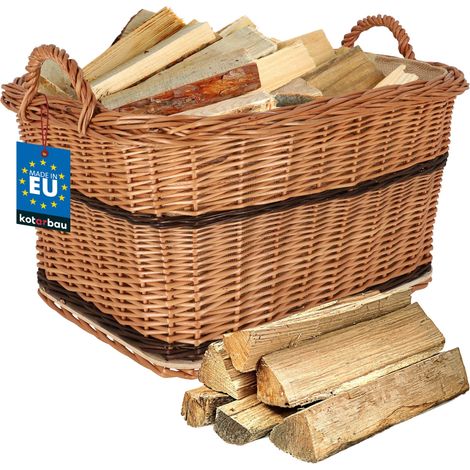 KOTARBAU® Panier Osier - 55 x 45 cm - Panier Buche Osier - avec Anse - de Rangement - Naturel - Bicolore (1/4)