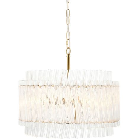 Merano Langford Suspension en laiton vieilli brossé et verre transparent, 3 LED 7 W E14 (1/5)