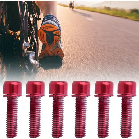 Vis de potence de vélo M5x18 mm avec entretoise, pièces de guidon de vélo en acier rouge (1/5)