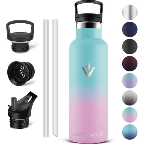 Bouteille d'eau - Thermos 0.5l, Gourde Avec Paille, Gourdes Sans BPA, Gourde Enfant (1/5)