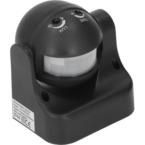 Interrupteur détecteur de présence infrarouge PIR étanche IP44 ABS sans rayonnement intelligent 1200W AC110-240V noir YCA1009 (1/5)