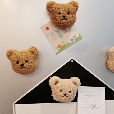 Aimant de réfrigérateur ours en peluche, aimant souple en caoutchouc, aimant animal 3D pour la décoration de la cuisine, couleur thé au lait (1/5)