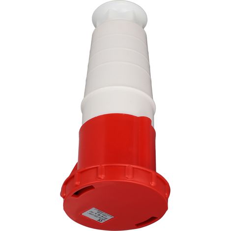 Bouchon Industriel Compact 5 Broches 63A Etanche IP44 pour Ateliers et Extérieur 220-415V Rouge (1/5)