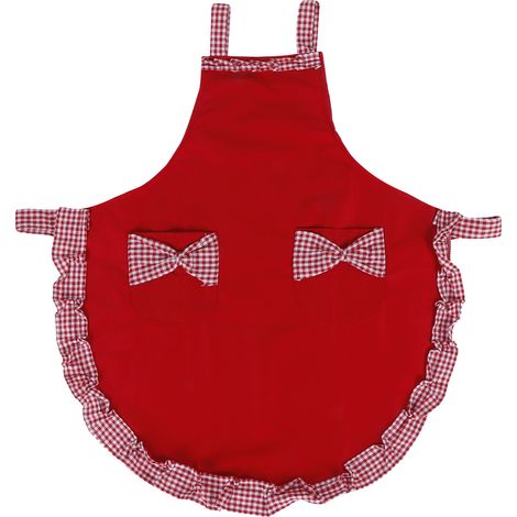 Tablier Vintage Femme Mignon avec Noeud Papillon et Poche pour Cuisine Rouge (1/5)