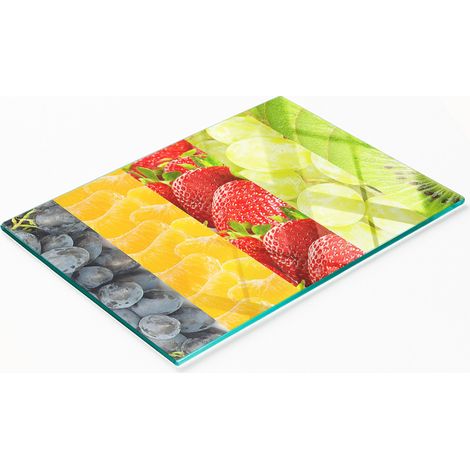 Piatto decorativo multifunzionale in vetro per cucina, con frutta colorata, 80x52 cm (1/5)