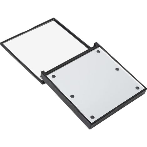 Miroir de maquillage de voyage lumineux double face grossissant 2x, lumière blanche, miroir de poche pour sac à main, noir (1/5)
