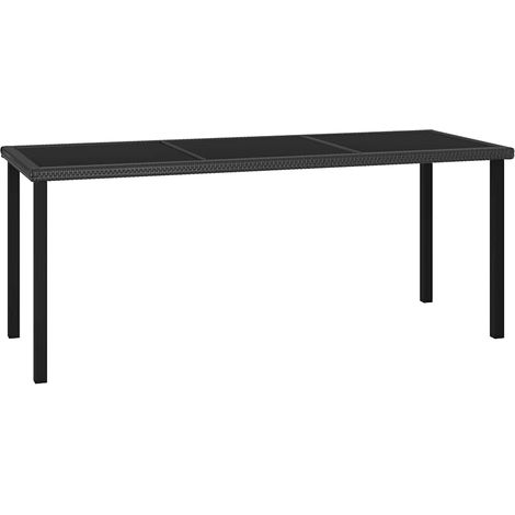 vidaXL Table à dîner de jardin Noir 180x70x73 cm Résine tressée (1/5)