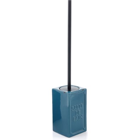 Scopino WC con ciuffo in setole d'appoggio in ceramica VV33 Gedy serie VIVIENNE Blu (1/2)