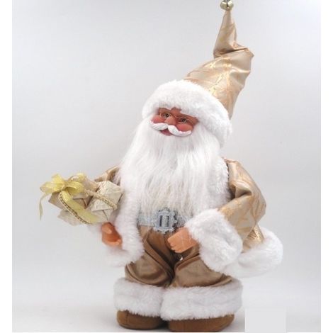 Babbo natale decorazione natalizia con carillon vestito oro 35 cm (1/2)