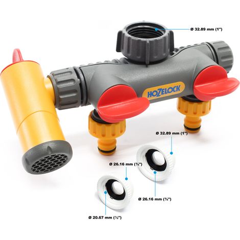 Hozelock 2250 Flowmax 3-Way Hose Tap Connector With Watering Can Rapid Filler
