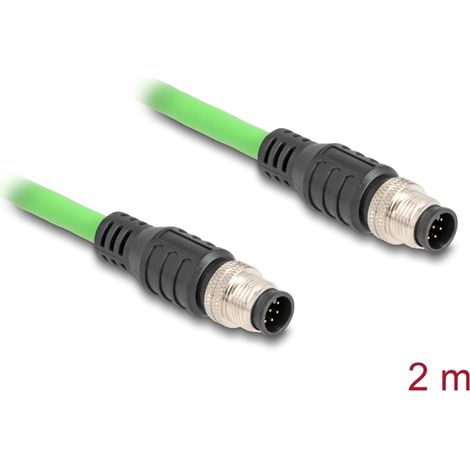 Delock Cable M12 codificado A 8 pin macho a macho PUR (TPU) 2 m