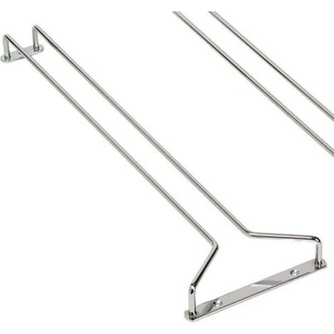 Porte-verres à vin chromé 415x145mm élégant et fonctionnel pour bar ou cuisine, sécurisé avec rails anti-chute, diamètre max 9cm, gain de place optimal