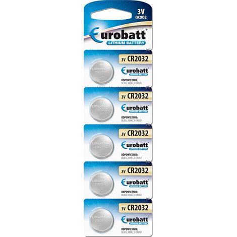 Eurobatt CR2032 / DL2032 / BR2032 Lithium-Knopfzellenbatterie, 3V, 5 Stück. (1/3)