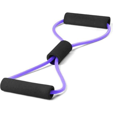 Bande de résistance élastique en forme de 8, fitness extensible, accessoire musculation pour entraînement à domicile, couleur violette, lot de 1 (1/5)