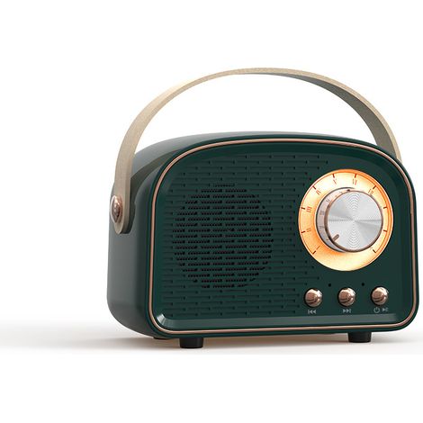 Enceinte Bluetooth rétro – Mini enceinte sans fil portable – Fonctionnalité TWS – Enceinte rétro décorative – Convient pour une utilisation intérieure et extérieure – Verte (1/5)