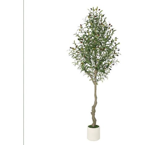 Künstlicher Olivenbaum, 150 cm, mit weißem Topf, große künstliche Pflanzen, für Zuhause, Wohnzimmer, Schlafzimmer, Büro, moderne Dekoration, Einzugsgeschenk (180 cm - 1 Stück) (1/5)