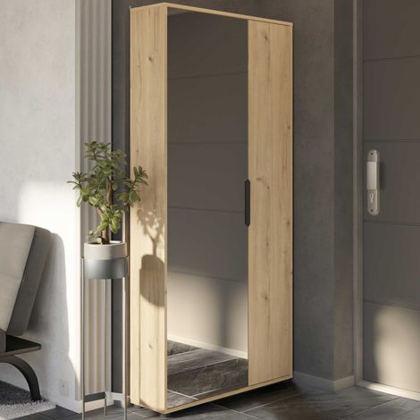 Calicosy – Armoire à chaussures 2 portes avec miroir 172,7x49,7 cm – Capacité 12 paires – Panneaux de particules – Dimensions L82,8 x H178,4 x P23,9 cm (1/5)