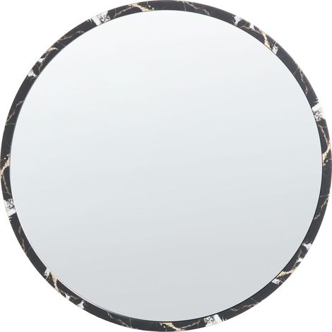 Specchio decorativo da parete rotondo con cornice spessa in materiale sintetico e vetro ø 69 cm Nero Martel