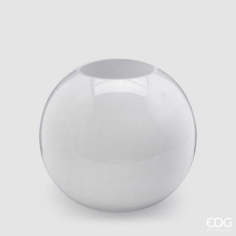 EDG Enzo De Gasperi Vaso Sfera H 27 Cm D 31 Cm Vetro Molato White (1/3)