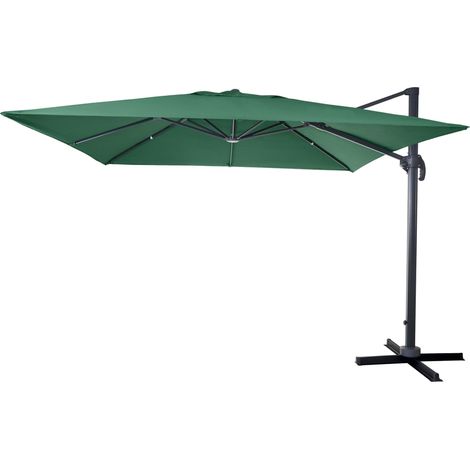 [NEUWERTIG] Gastronomie-Ampelschirm HHG-436, Sonnenschirm 3x3m (Ø4,24m) Polyester Alu/Stahl 23kg dunkelgrün ohne Ständer