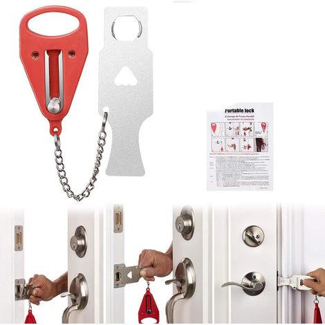 Verrouillage de porte portable Verrou de voyage Sécurité supplémentaire et verrouillage de la sécurité Sécurité pour les personnes déplacées à la maison Appartement Résidence Hôtel Motel (1/5)