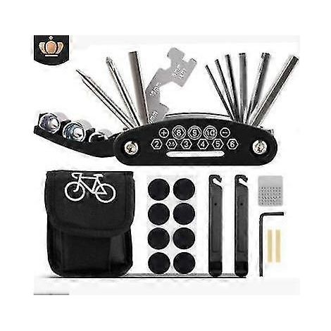 Accessoire vélo 16 en 1 Outils multifonctions de réparation de vélo Kit de réparation de vélo complet en métal (1/4)