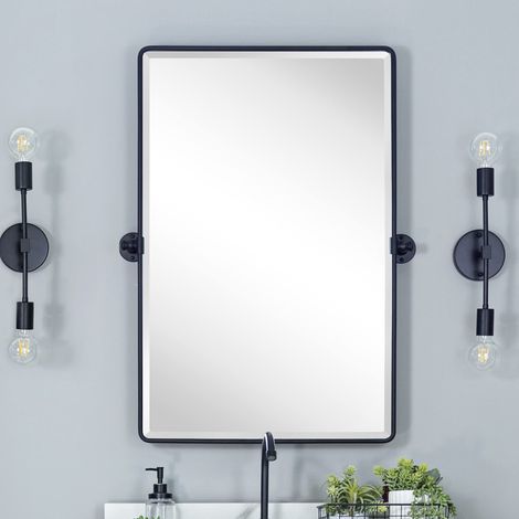 Farmhouse Miroir de Salle de Bain rectangulaire pivotant avec Cadre en métal Noir 50,8 x 76,2 cm (1/5)