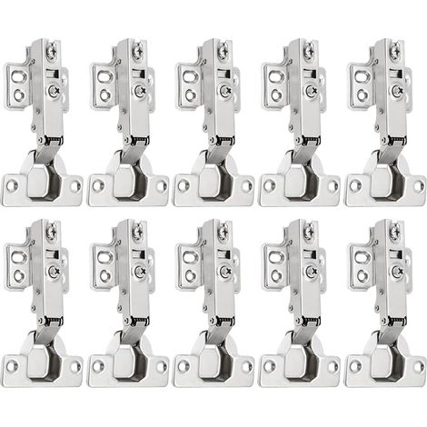 10 pièces Charnieres Porte Placard 110 Degré Complètement Recouvrante Charniere Porte Cuisine avec Amortisseur Intégré Mécanisme de Fermeture Automatique Charnière Charniere Invisible pour Armoires (1/5)