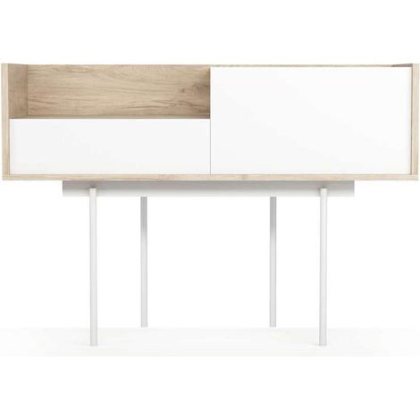 Recibidor modelo 673 acabado roble/blanco, 84cm(alto) 122cm(ancho) 42cm(prof.) (1/4)