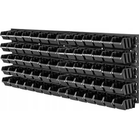 KADAX Werkstattwandregal, Wandplatten, 116 x 39 cm, Schwarz, 70 tlg.