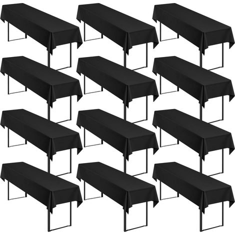 12er Set Biertischdecken 250x100cm Schwarz, waschbar & knitterfrei