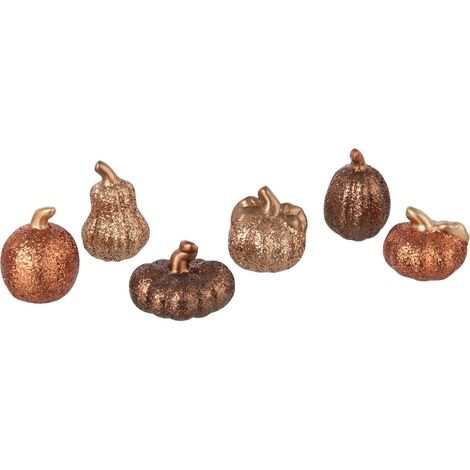 Scatola 6 Zucche Decorative Argilla Multicolore 6x5x4 cm Peraga Christmas