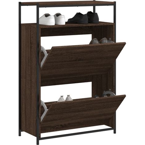 Schuhschrank Braun Eichen-Optik 75x34x112 cm Holzwerkstoff