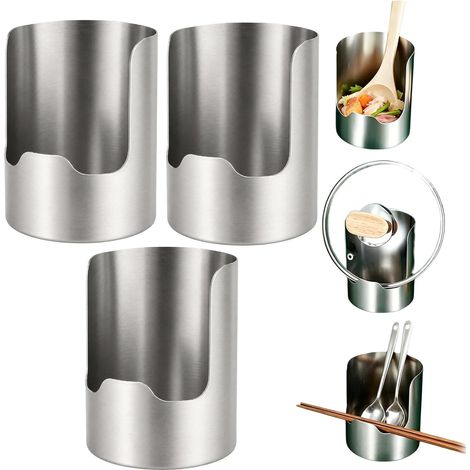 Porte-ustensiles de cuisine multifonctionnel, porte-cuillères à casserole en acier inoxydable (3 pièces) (1/5)