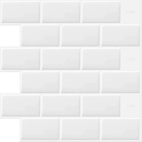 Sticker adhésif carrelage métro blanc 30,5 x 30,5 cm pour cuisine et salle de bain (1/5)