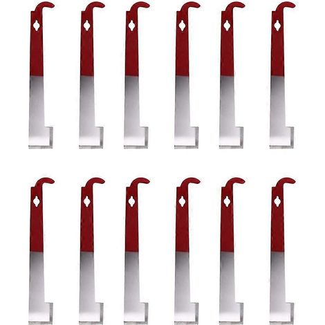 Lot de 12 outils apicoles en acier inoxydable : crochet en J, lève-cadres et grattoir. (1/5)