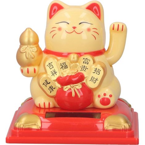 Lucky Cat Solar Lucky Cat 335B Gelb - Dekorativer Glücksbringer für Büro, Restaurant, Auto. (1/5)