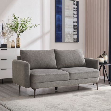 SOFIA MODERN SCANDI STYLE FABRIC LIVING ROOM 3 SEATER SOFA MOCHA (1/5)