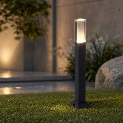 Lampe de jardin extérieur en aluminium noir 60cm, éclairage LED 3000K étanche IP65 pour pelouse terrasse allée design moderne (1/5)