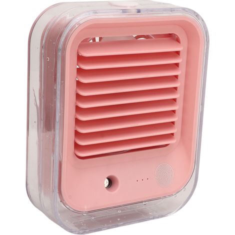 Ventilateur de bureau rose silencieux rechargeable portable mini brumisateur avec éclairage LED (1/5)