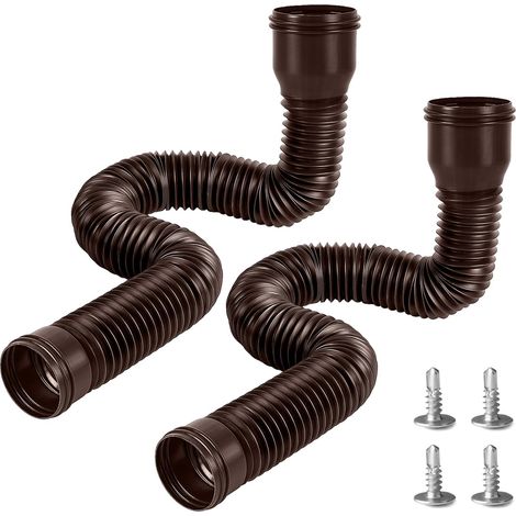 Lot de 2 rallonges flexibles et rondes pour tuyau de descente de gouttière 80/100 mm, extensible de 47 à 150 cm (marron, 2 pièces) (1/5)