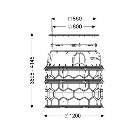 - Module d'arbre LW 1000, accès à la plaque de base LW 800, 3896-4145 mm, classe A 15
