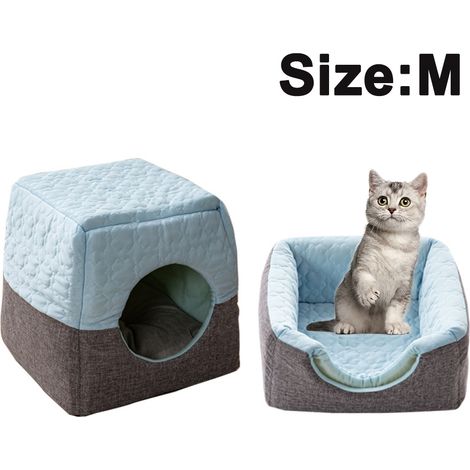 cama para gatos 2 en 1, con forma de cueva y sofá, cojín extraíble, poliéster, para gatos y perros pequeños. (1/5)