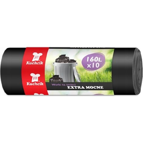 Bolsas de basura Kuchcik negras extra resistentes de 160 L (10 unidades)